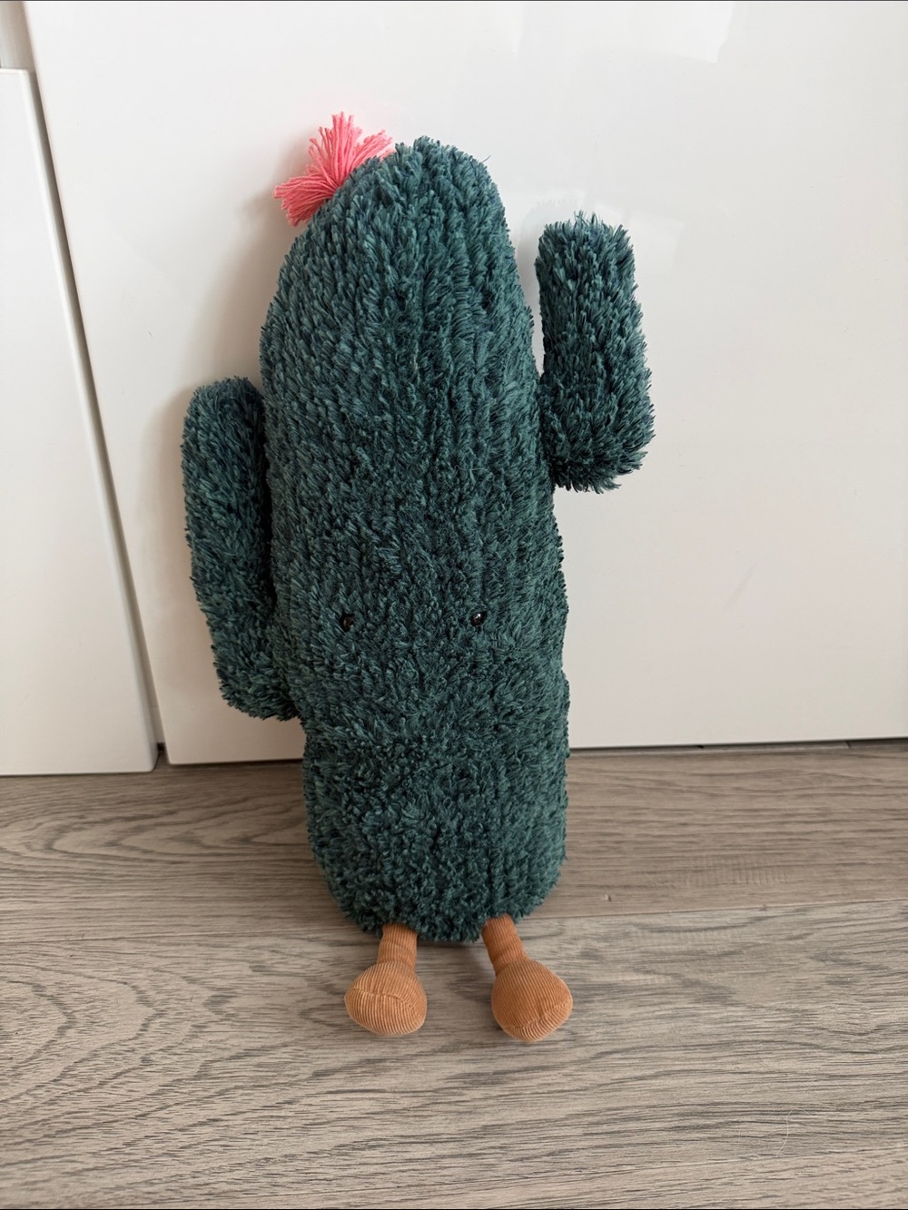 Jellycat Plush Cactus Stuffed Toy in Deep Green with Pink Accent